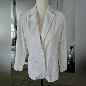 DG2 Women's Vintage 90s White Linen Blend Lined Blazer Sz XS